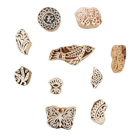 Set of 10 Piece New Mix Wooden Printing Block